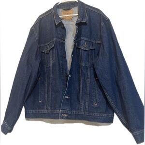 Vintage Levi's 70506-0216 Trucker Jean Jacket Dark Blue Denim Men XL